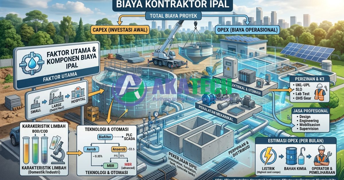 Biaya Kontraktor IPAL, Apa Saja yang Mempengaruhi Harganya? Kontraktor vendor IPAL STP WTP RO Clarifier MBR Biofilter Bioclear septic tank PT Akatech Biotama