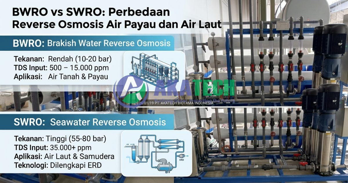 BWRO vs SWRO, Perbedaan Reverse Osmosis Air Payau dan Air Laut Kontraktor vendor IPAL STP WTP RO Clarifier MBR Biofilter Bioclear septic tank PT Akatech Biotama